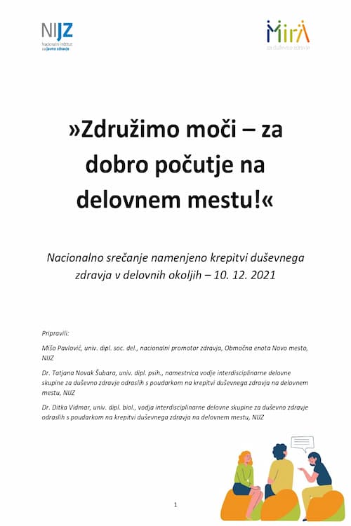 Naslovnica poročila Nacionalno srečanje Združimo moči za dobro počutje na delovnem mestu