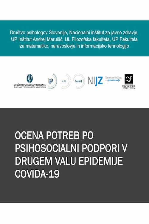 Naslovnica raziskave Ocena potreb po psihosocialni podpori v drugem valu epidemije COVID-19