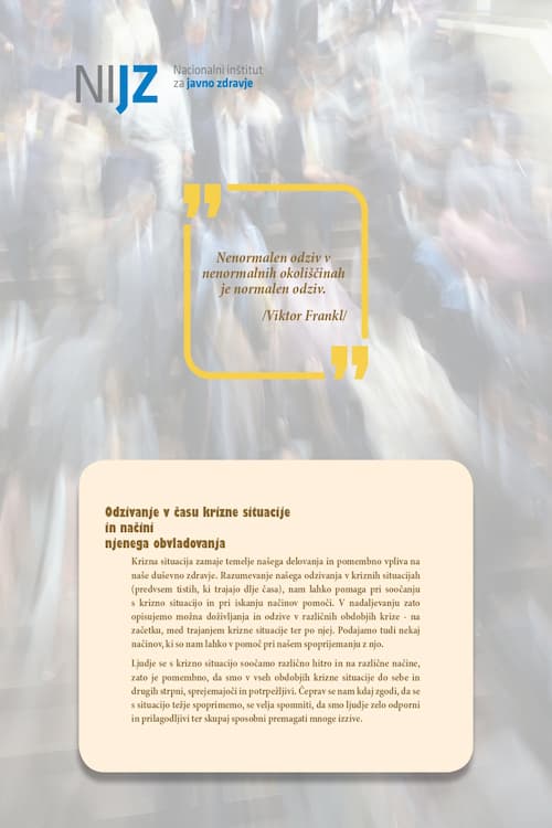 Naslovnica brošure Odzivanje v času krizne situacije in načini njenega obvladovanja